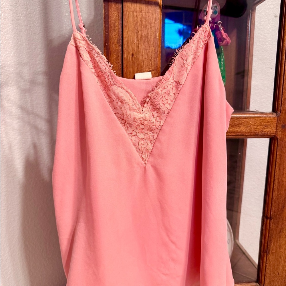 Melrose and Market Coral Pink Lace-Trim Cami